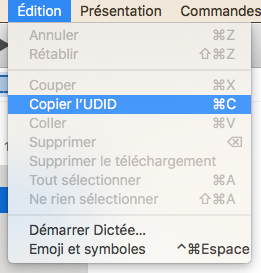 iTunes - Copier l'UDID